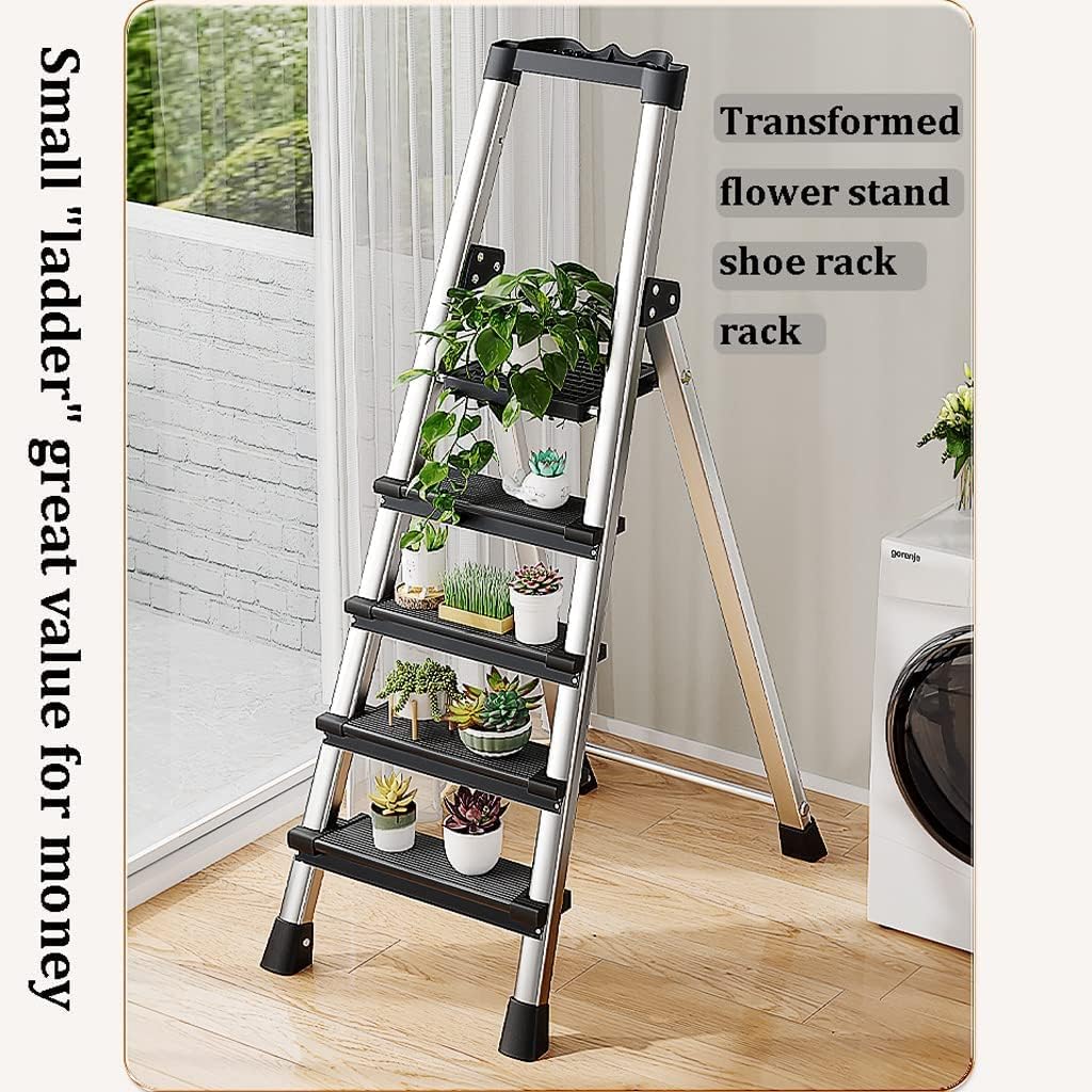 Telescoping Ladders with Tool Platform Folding Ladder Type A Ladder with Wide Pedals Step Ladders 330 Lb Capacity