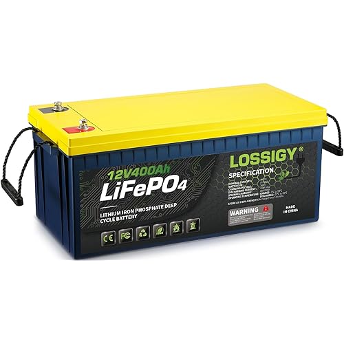 LOSSIGY 12V 400AH Lifepo4 Deep Cycle Lithium Battery, Built in 250A BMS, 10 Yrs Lifespan, Prefect for Solar System, RV, Best for Replacement Your Olds.