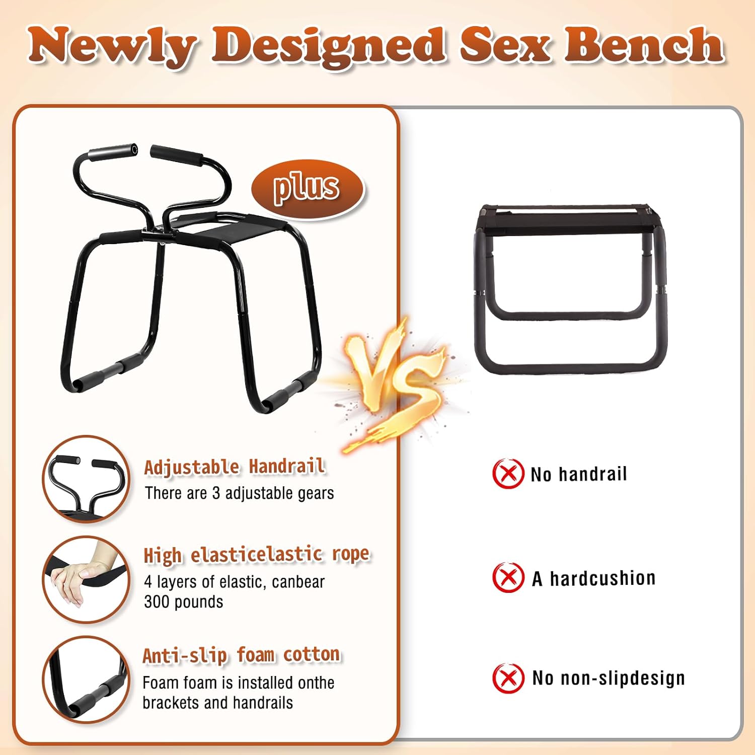 Multifunction Sex Chair, Couples BDSM Riding Sex Toys Sex Position Enhancer Chair with Bouncing Mount Sex Seat, Adjustable Weightless Sex Stool with Sex Cushion Sex Furniture for Bedroom