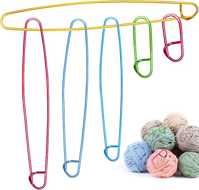 Set of 24 Yarn Stitch Holders, Assorted Knit Pins Stitch Markers, Large Pins Aluminum Stitch Holders, Weaving Knitting Crochet, Safety Pins for DIY Knitting Notions Crochet Needle Hooks Craft