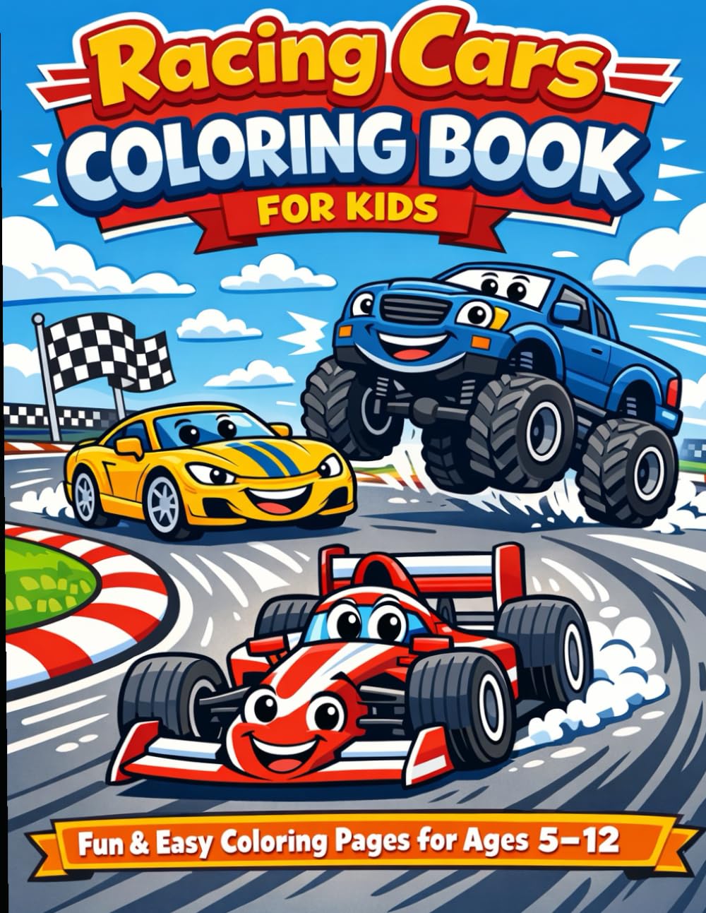Racing Cars Coloring Book for Kids Ages 4–10 | Fun & Easy Car Coloring Pages For Boys and Girls 25 Pcs Car Mini coloring Book For Kids Activity Books For Kids
