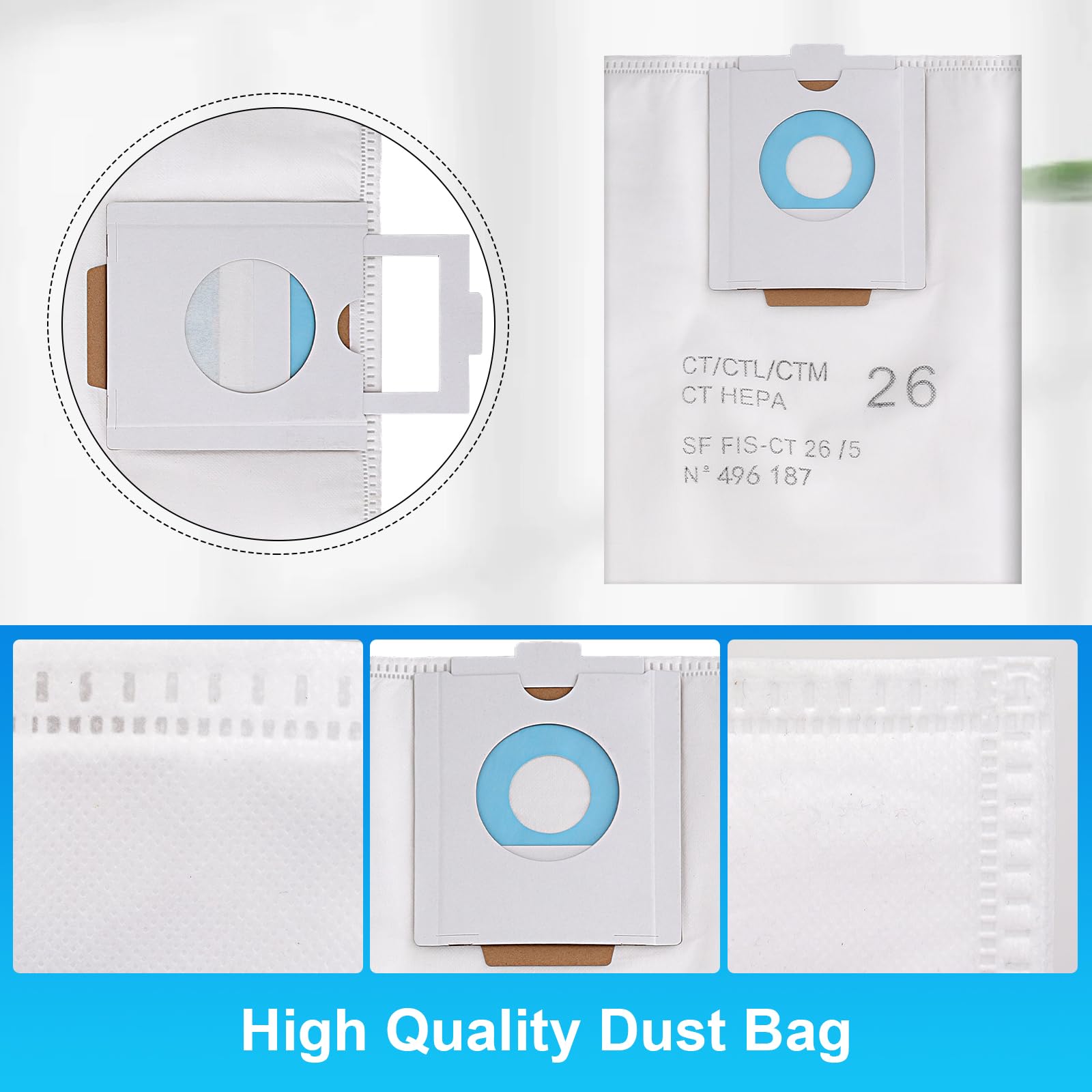 POWERTEC 5PK Shop Vacuum Bags For Festool CT 26 Dust Extractor, Replacement Fleece Filter Bags For Festool 496187 Shop Vacuum Dust Collection Bags, Shop Vacuum Accessories For Festool (75037) - Walmart Supplies