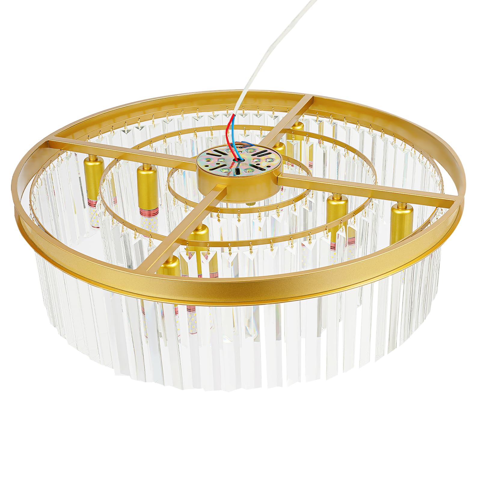 60cm Kristall Deckenleuchte Kristall Kronleuchter Rund Klar Kristall Pendelleuchte Deckenlampe Schlafzimmer Kristall Lampe Gold 8 x E14 Lichter für Esszimmer, Küche, Wohnzimmer