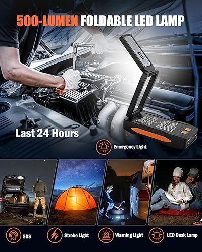 Miniatura 8 de BIZEWO Paquete de baterías de arranque, carga rápida de 60 W, batería de coche de pico de 2000 A, arrancador portátil para motores de gasolina de