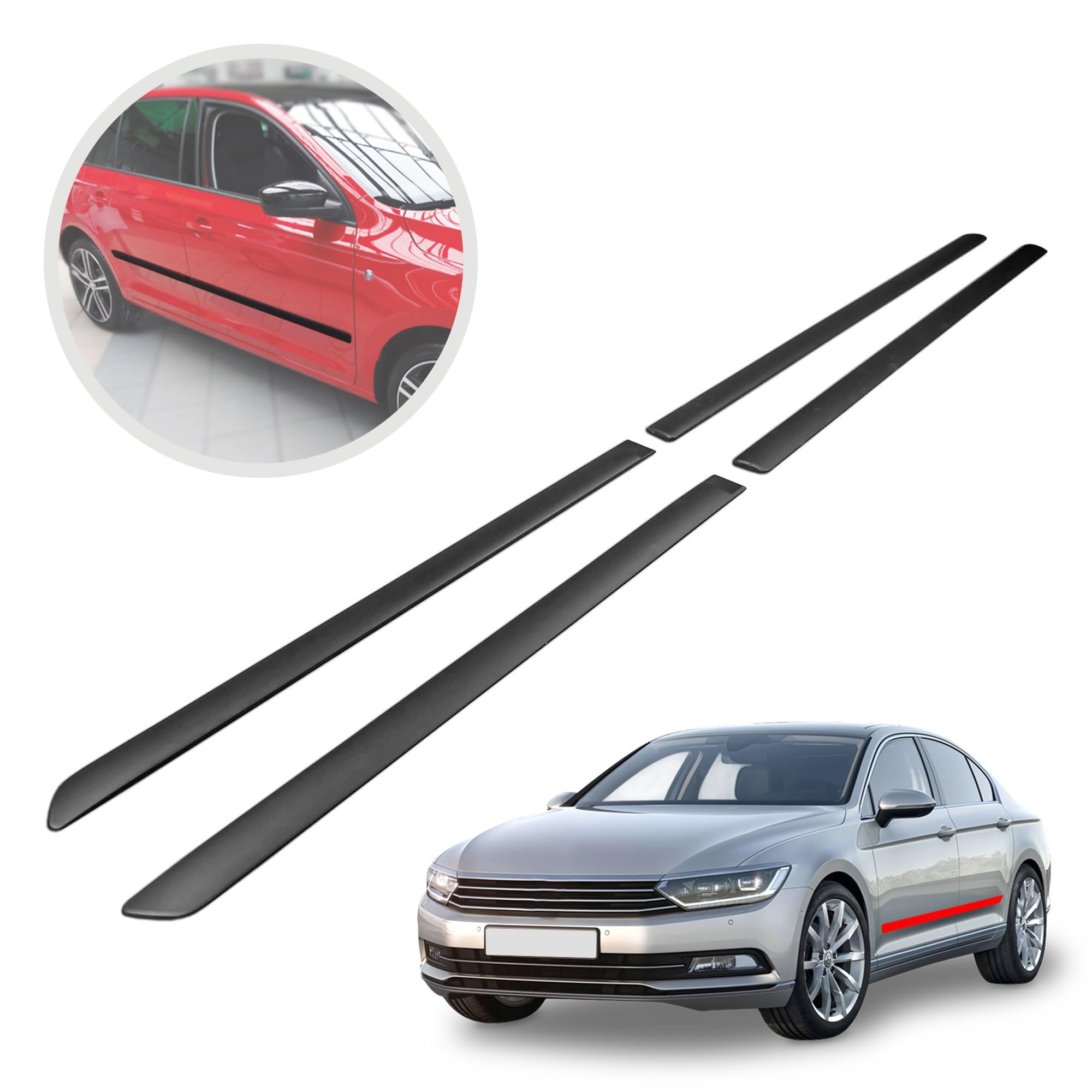 CHROMEMASTER | Listwy boczne drzwi | Kompatybilne z VW Passat B8 Sedan 2015-2021 | Poliuretan, Kolor Czarny | Listwy Boczne Zabezpieczają Drzwi Samochodu Przed Uszkodzeniem