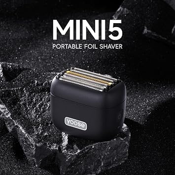 Yoose Mini 5 tıraş makinesi, elektrikli sakal düzeltici, elektrikli tıraş makinesi, erkek, ıslak tıraş makinesi, IPX7 su geçirmez, USB C ile şarj edilebilir, 100 dakika çalışma süresi, Siyah