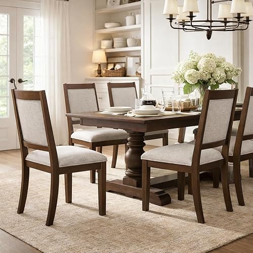 Miniatura 2 de HomePop Sillas de comedor con marco de madera tapizadas con respaldo abierto, sólidas con textura neutra (juego de 2) Rayas Calypso Azul,Terciopelo