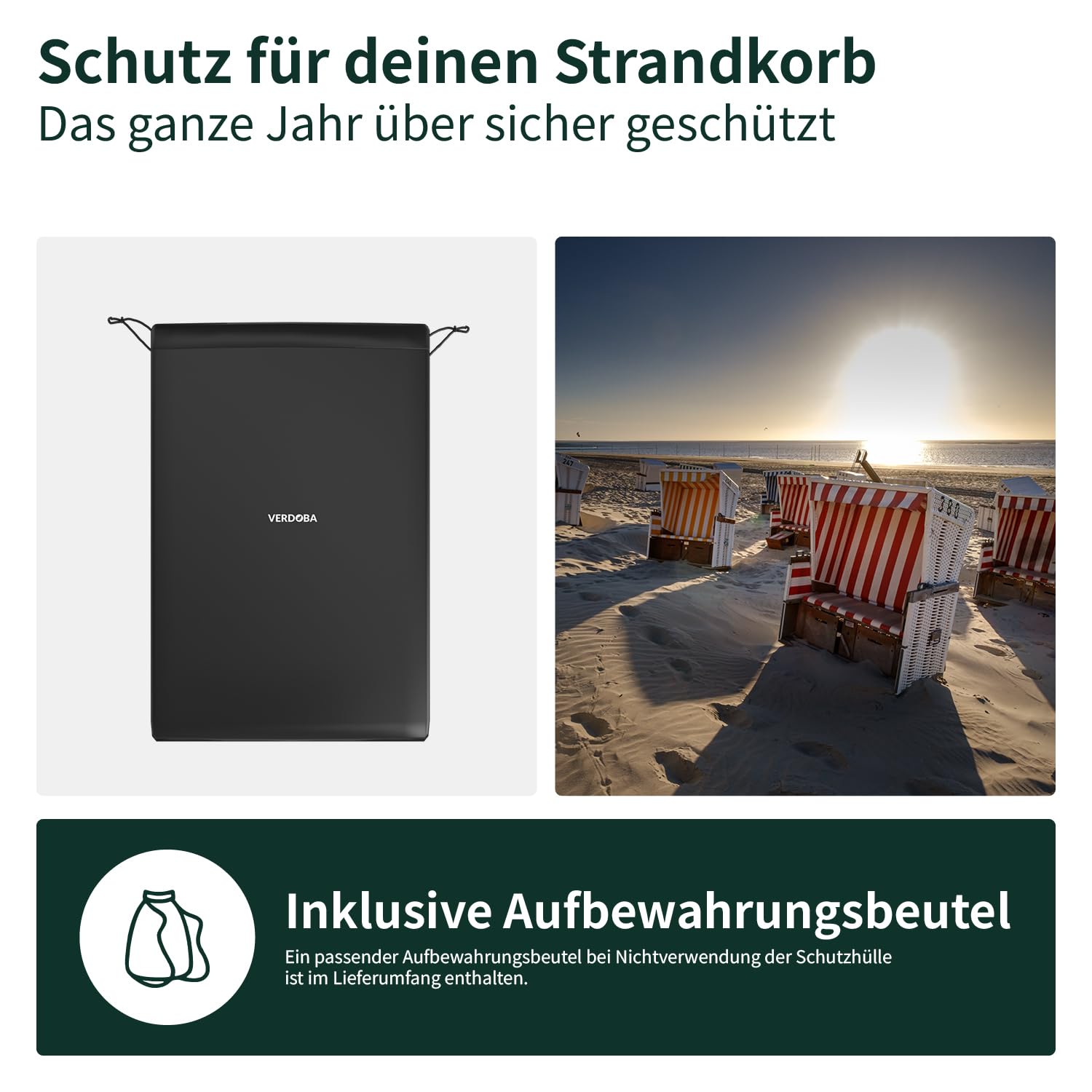 VERDOBA - Premium Strandkorb Schutzhülle Winterfest 600D