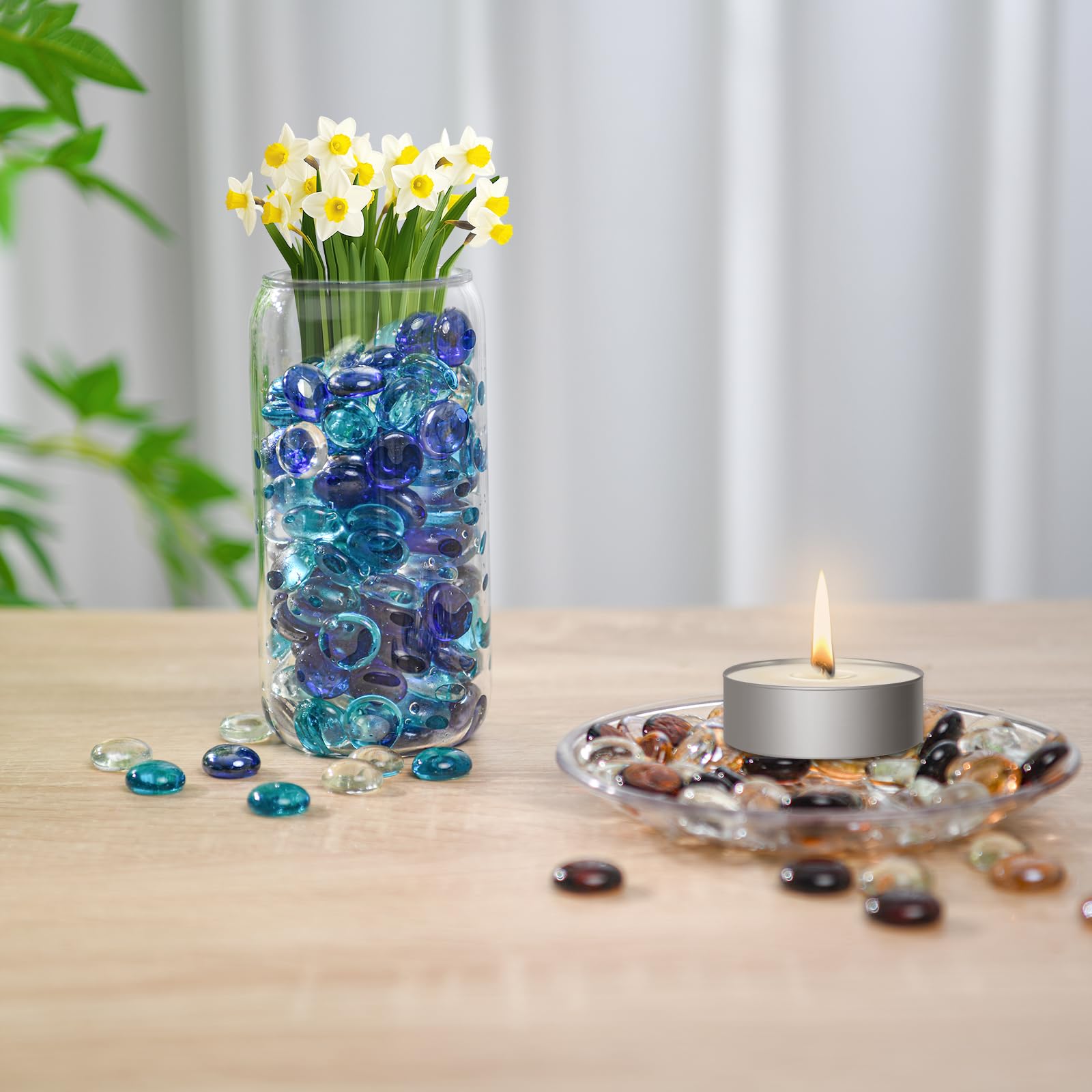 Dekorative blaue Glaskiesel für Vasen und Pflanzgefäße, 3600 g, 17–20 mm