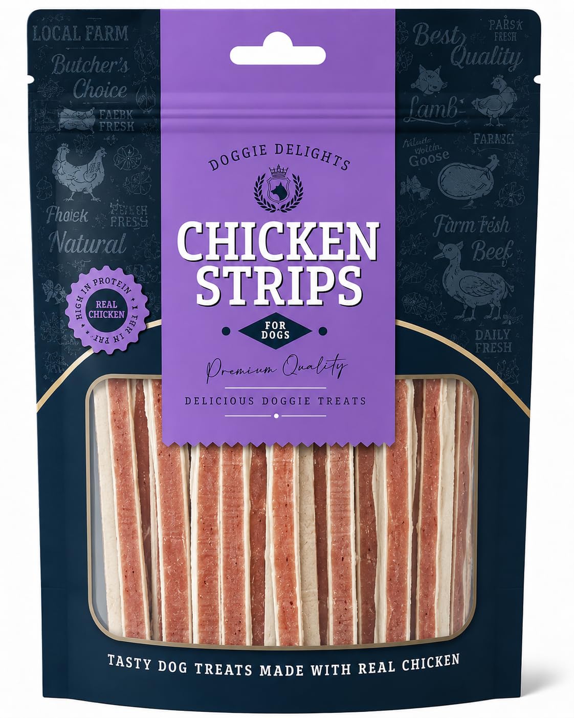 Doggie Delights Chicken Strips Protein Dog Training Treats 1 x 190g