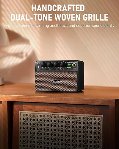 Miniatura 7 de Amplificador de guitarra FBA-10, mini amplificador de guitarra eléctrica de 10 W con canal de limpiezaunidad, 6 horas de trabajo, USB-C recargable,