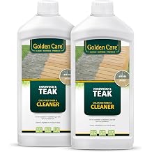 Golden Care Teak Cleaner and Brightener for Outdoor Furniture Pack of 2, 1 Liter Bottles, Water Based Wood Cleaner Helps Remove Grey Weathering, Stains and Dirt