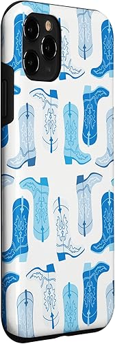Miniatura 3 de iPhone 11 Pro Cowboy Boot Illustration Preppy Western Pastel Azul y Cian Funda