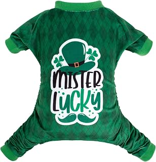CuteBone Dog St.Patrick's Day Pajamas Puppy Onesies Small Dogs Soft Pjs Coat Cat Apparel Comfy Pet Clothes Outfit Doggie Bodysuit