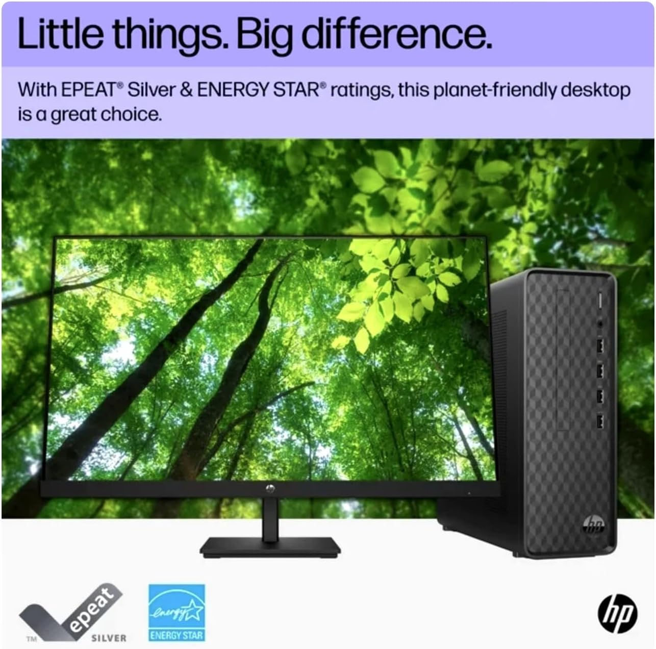 HP Slim Desktop PC & 27" FHD IPS Monitor, 12th Gen 4-Core i3-12100 Processor, 8GB RAM, 512GB SSD, Keyboard & Mouse, Ethernet, WiFi, Bluetooth, Windows 11 Pro