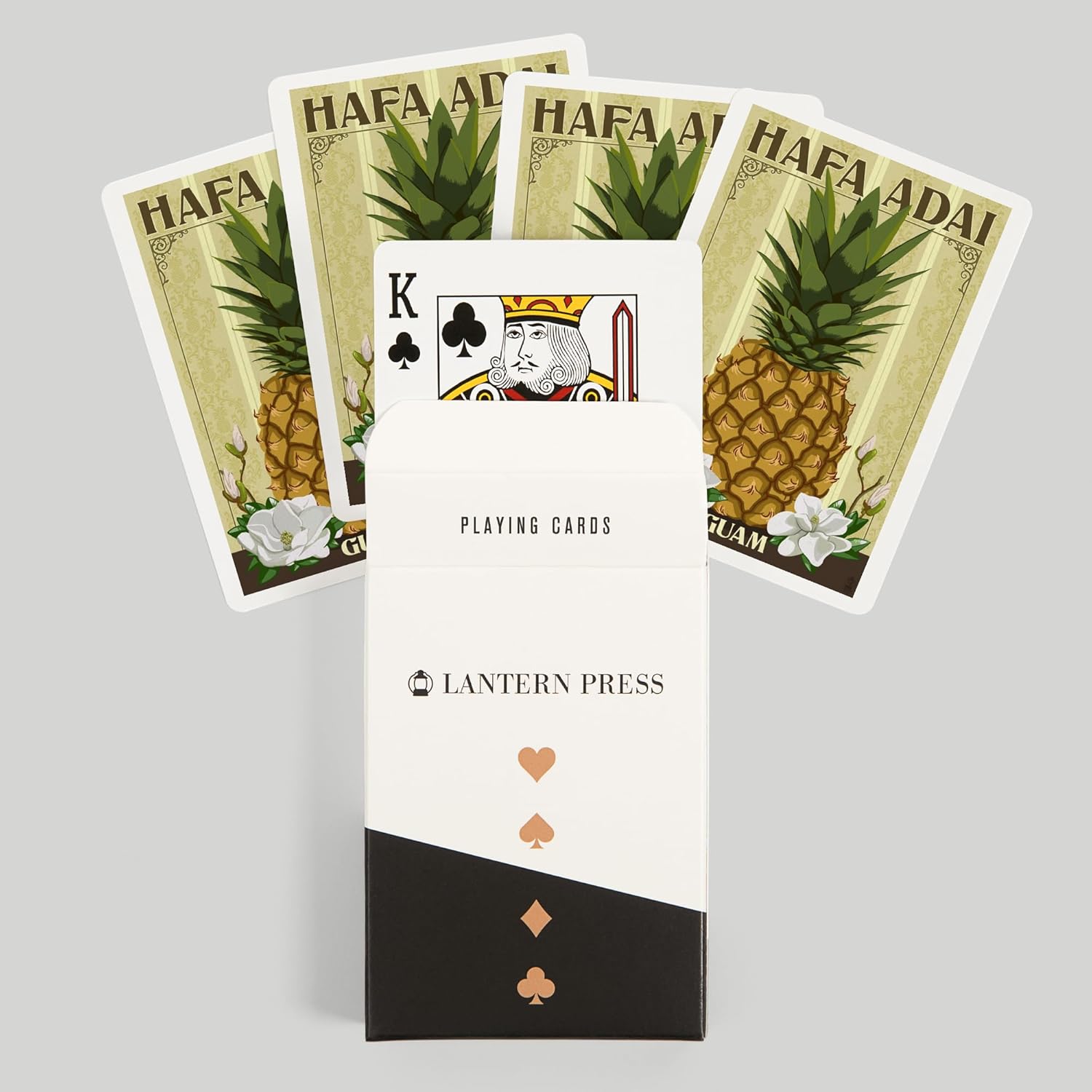 Lantern Press Hafa Adai, Guam, Colonial Pineapple, 52 Playing Cards for Adults, Poker Size Card Deck