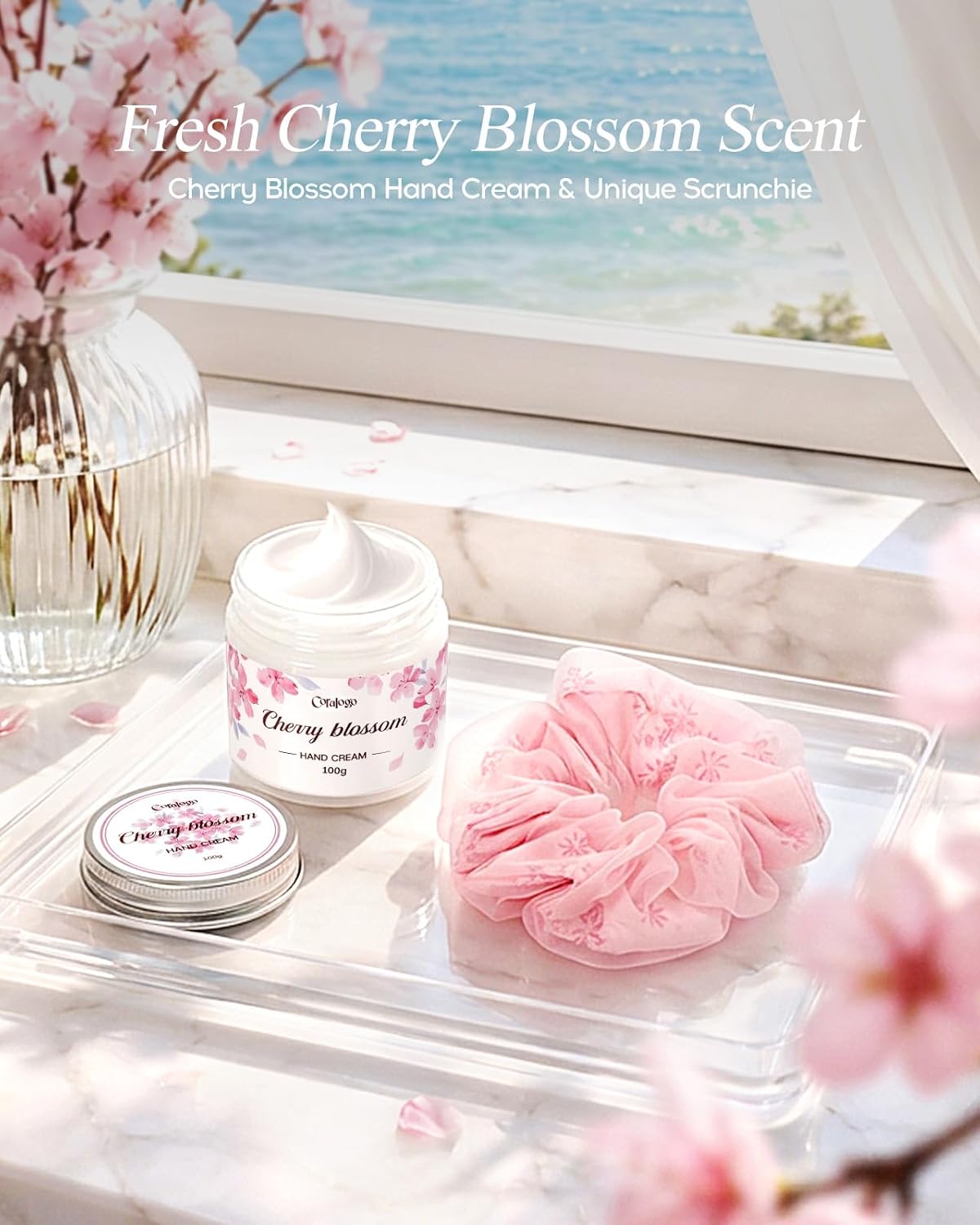 Cherry Blossom Spa Gifts for Women - Luxurious Birthday Spa Bakset with Greeting Card for Women, Self Care Package for Her Birthday, Mothers Day, Thinking of You