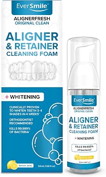EverSmile AlignerFresh Original Clean Foam Cleaner for All Clear Aligners & Retainers Whitens Teeth, Fights Bad Breath Lemon Zest, 50ml 1 Pack