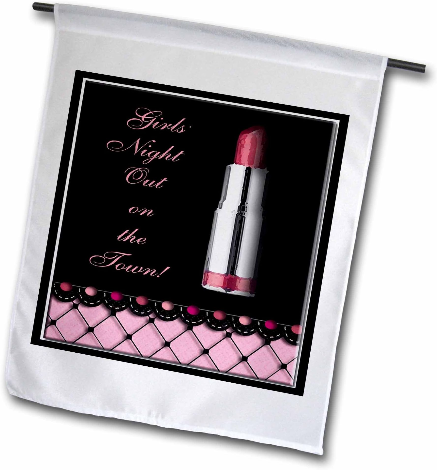 3dRose fl_13000_1 Lipstick, Girls Night Out Garden Flag, 12 by 18-Inch