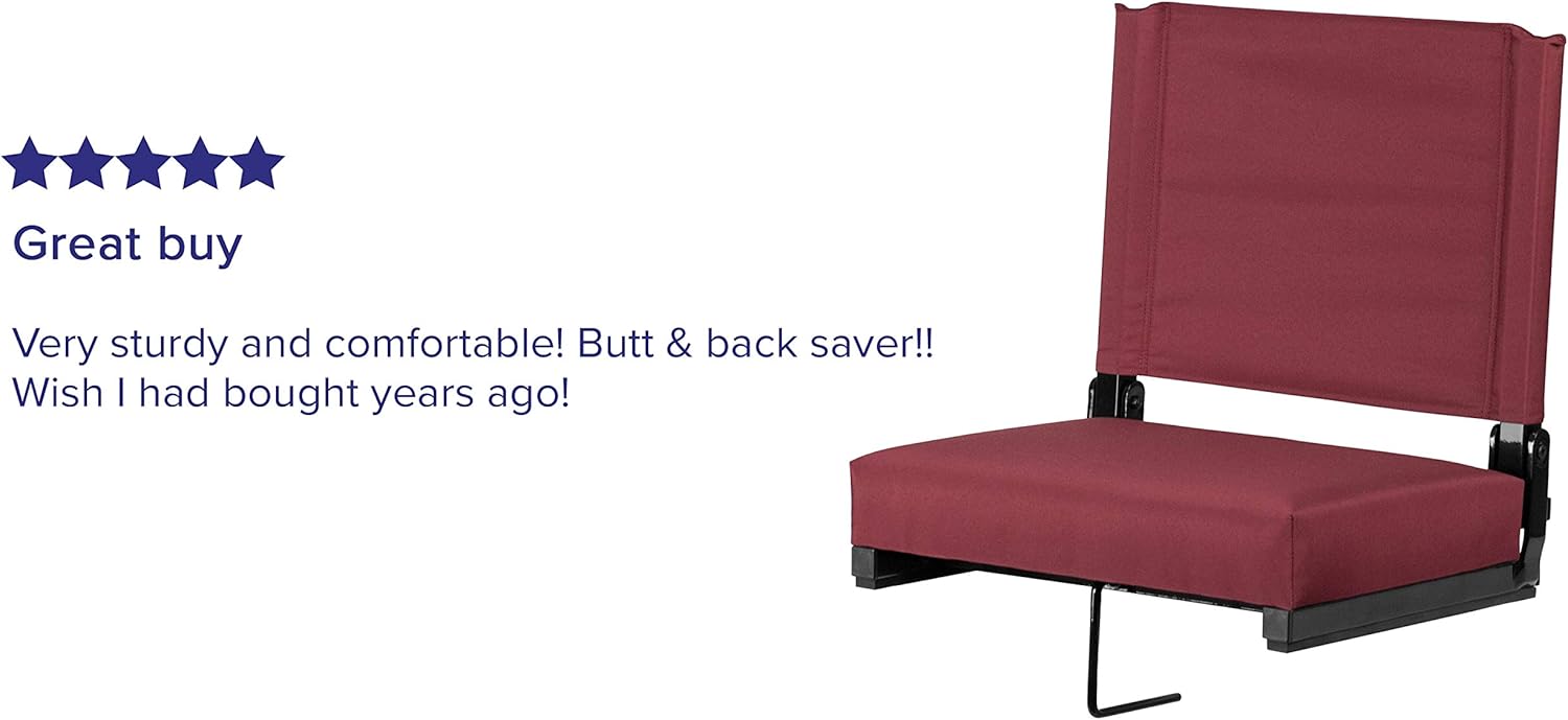 Flash Furniture Grandstand Comfort Seats by Flash - 500 lb. Rated Lightweight Stadium Chair with Handle & Ultra-Padded Seat, Maroon : Sports & Outdoors