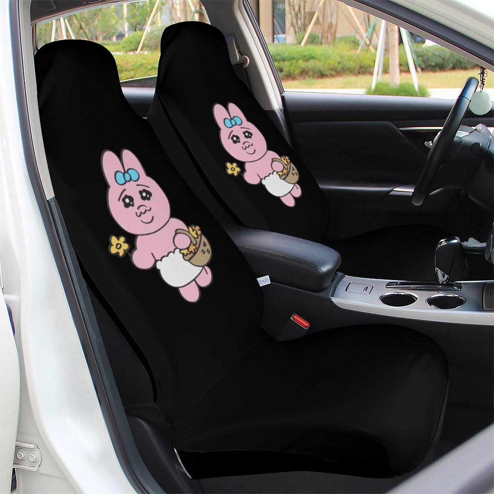 Amazon | カーシートカバー 2枚セット おぱんちゅうさぎ 前席用 車
