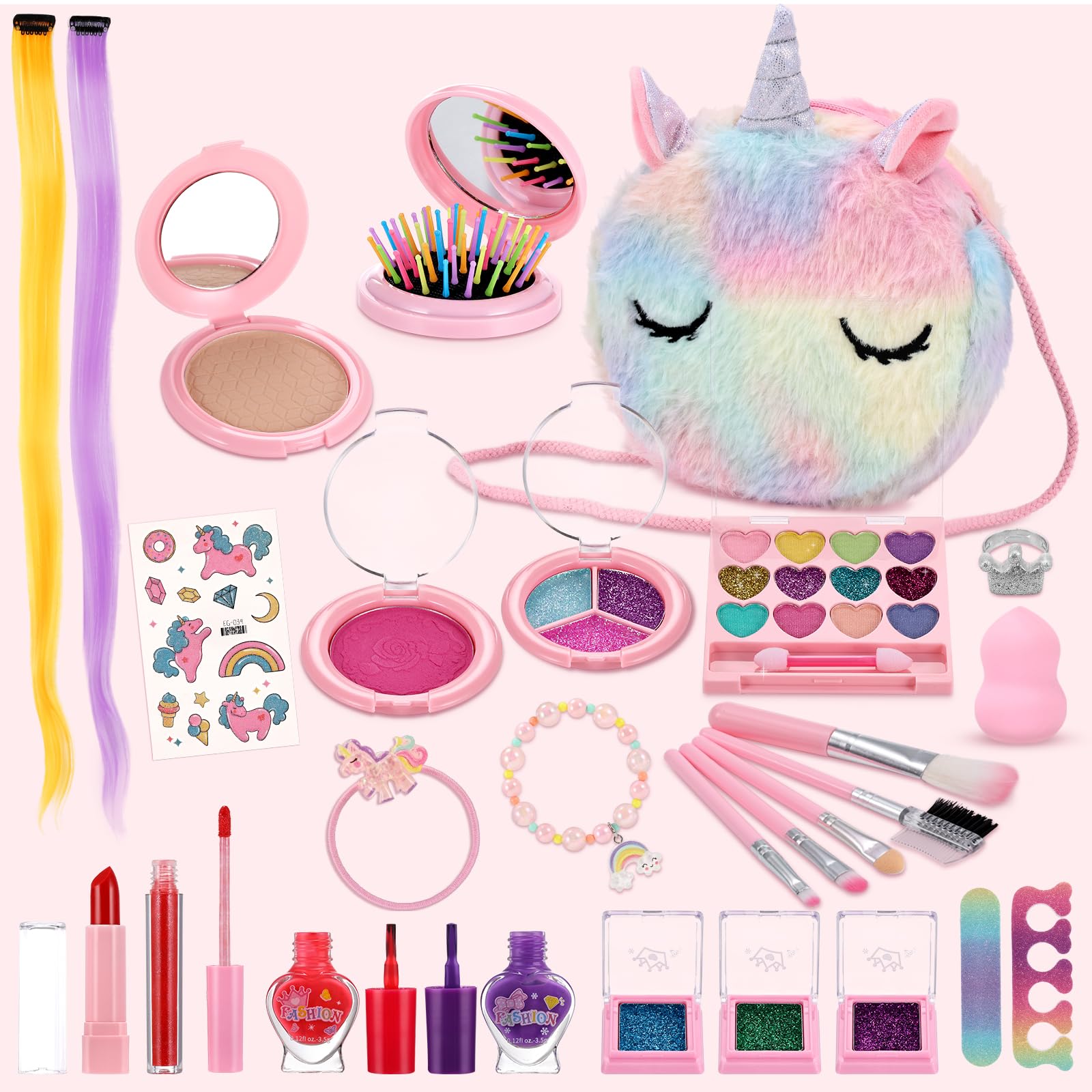 Maquillaje para Niñas, Anpro Kit de Maquillaje Niñas, Juego de Maquillaje para Niños Maquillaje Lavable y Seguro para Niñas, Juguete de Maquillajepara cumpleaños 3 4 5 6 7 8 9 10 Años — view 9