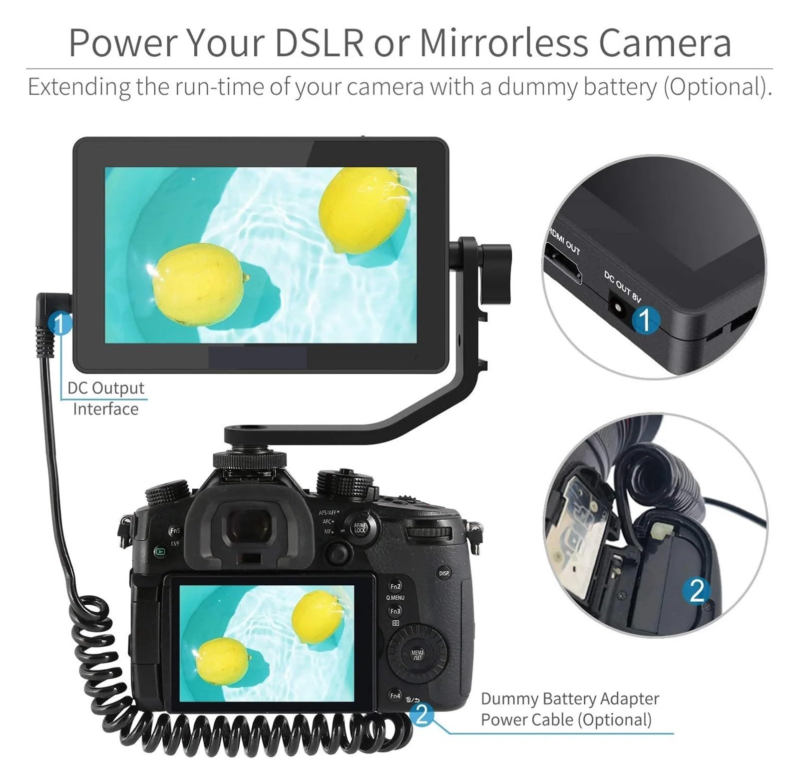 Moniteur de Terrain pour caméra Moniteur F6 Plus V2 4K 6 Pouces sur caméra Moniteur de Terrain DSLR 3D LUT écran Tactile IPS FHD 1920x1080 caméra vidéo Image Plus détaillée