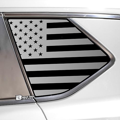 BOGAR TECH DESIGNS Calcomanía de vinilo precortada con bandera estadounidense para ventana de un cuarto compatible con Nissan Rogue 2021-2025, negro