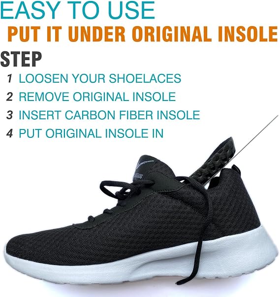 Carbon Fiber Shoe Insole, Semi-Rigid Insert,1 piece 29.5cm(Men Size 13/Women 14)