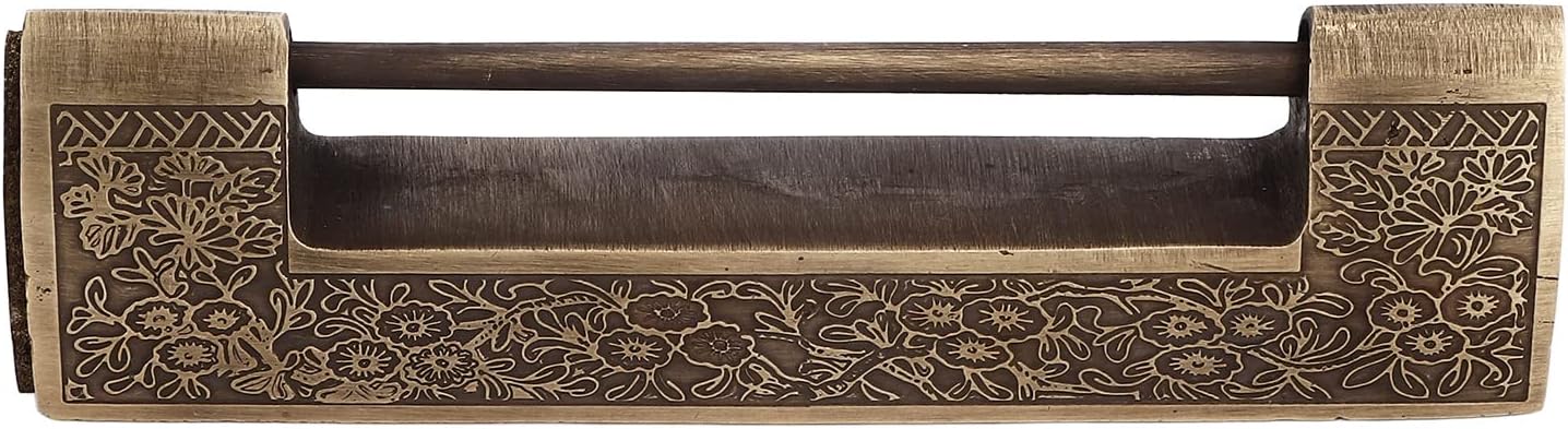 Chinese Antique Lock R Spacing 9cM 3.5in Pattern Brush Horizontal Padlock Lock for Gift Boxes Cabinets Chinese Antique Lock R Spacing for Family