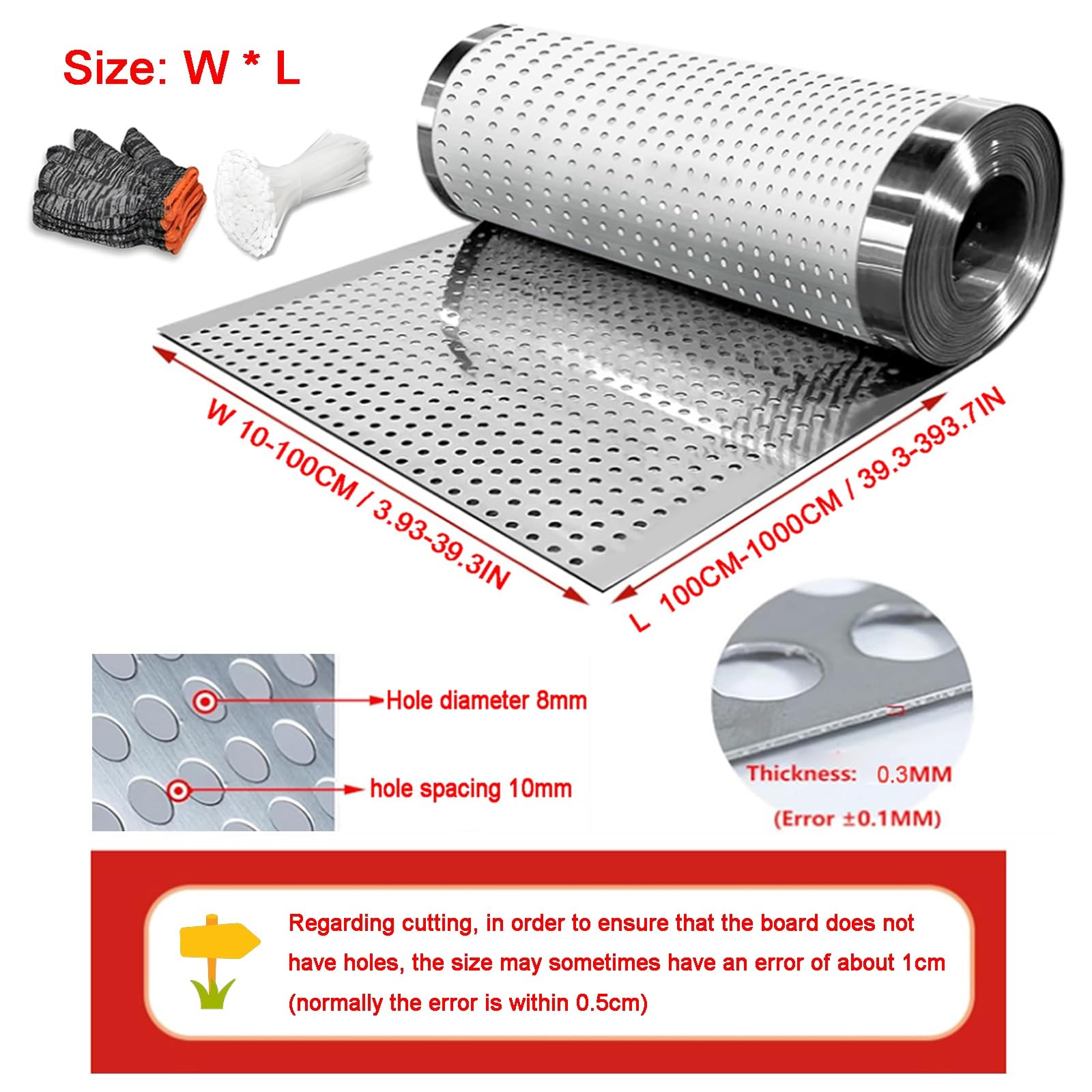 Lámina perforada de acero inoxidable 304，Hojas de Metal Perforado，Chapa Perforada de Acero Inoxidable 304 con Ranuras，para Interior/Exterior，rejilla perforada