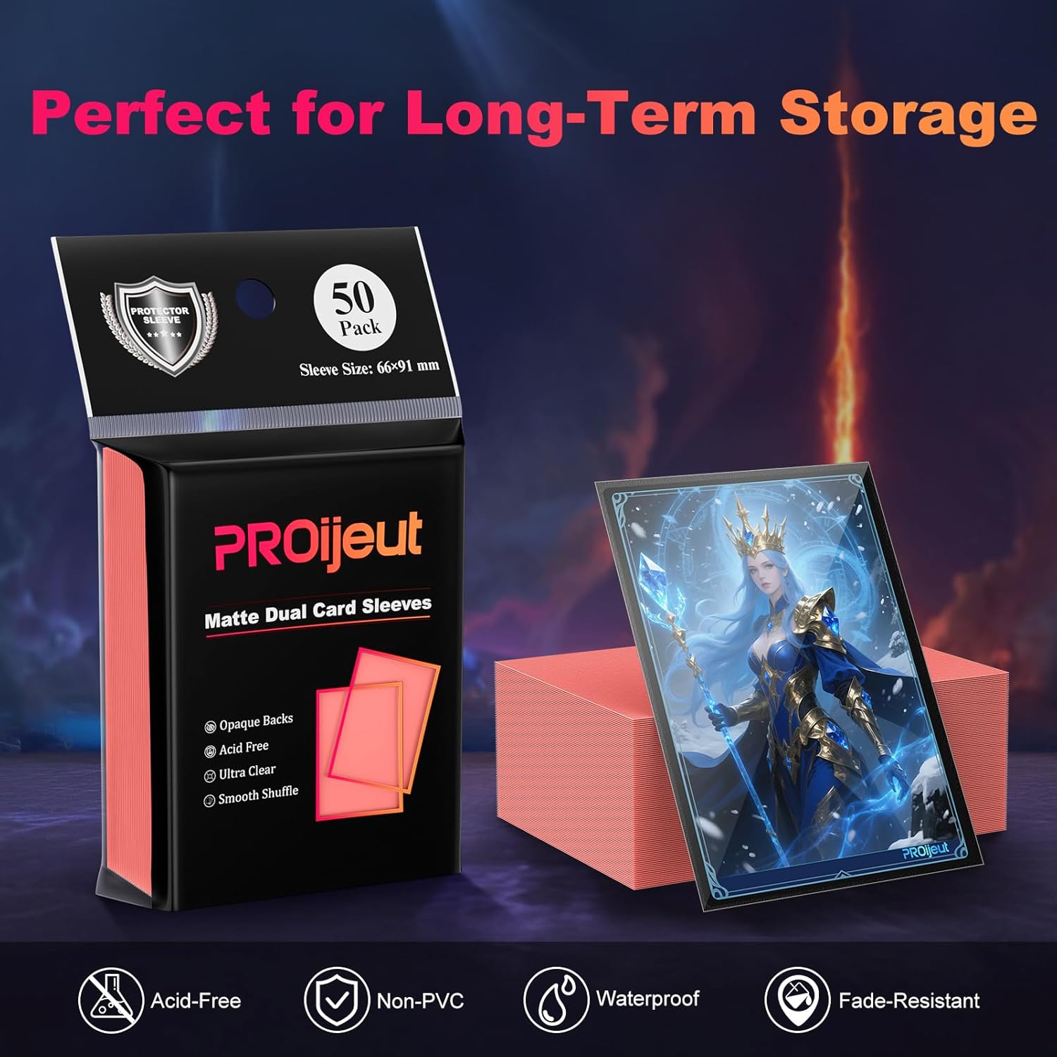 200 Pack Card Sleeves, Matte Dual Trading Card Sleeves with Opaque Back & Smooth Shuffle, Tear Resistant Card Protectors for MTG, TCG and Game Cards (Peach Pink)