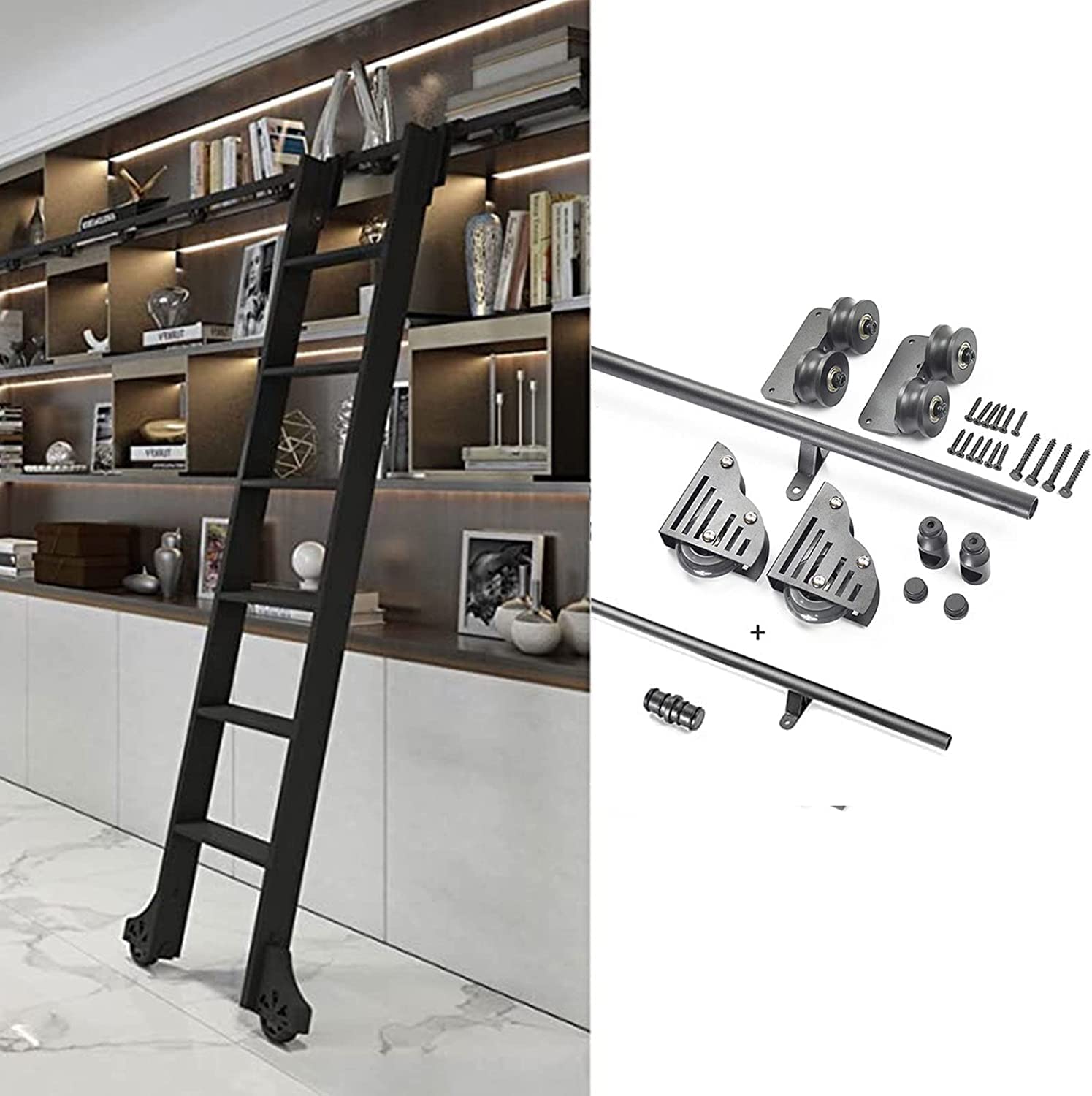 Rail de bibliothèque coulissante pour optimiser l'espace avec kit de porte de grange