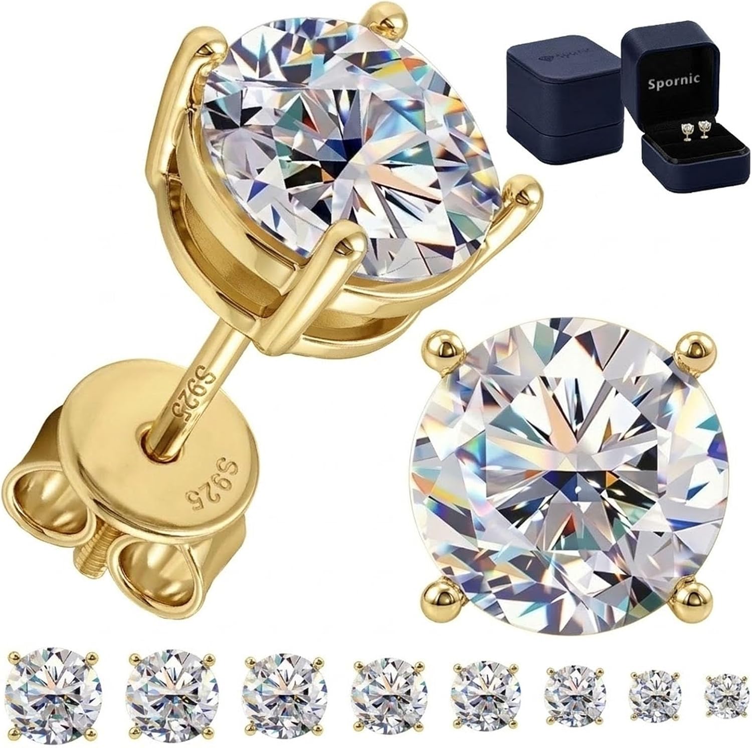 Moissanite Stud Earrings for Women Men 925 Sterling Silver Moissanite Earrings Studs with Screw Back D Color VVS1 Clarity Hypoallergenic Jewelry