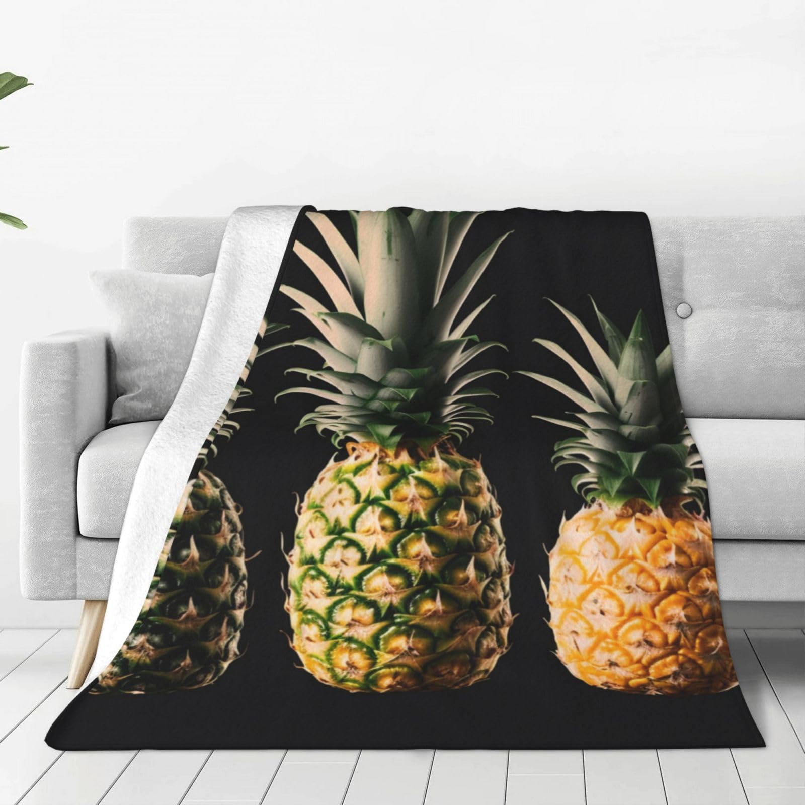 Couverture flanelle ananas légère anti-froid pour chambre