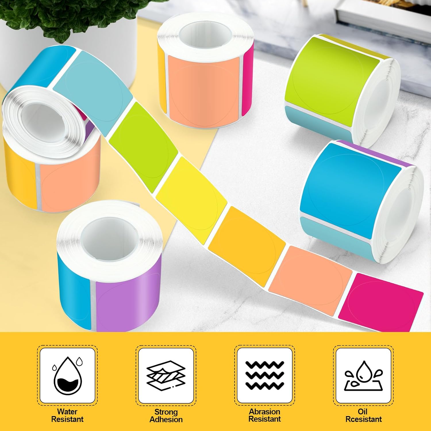 Ctosree 500 Pcs/ 1 Roll Thermal Sticker Labels Self Adhesive Direct Thermal Labels Multipurpose Printer Stickers for DIY, Name Tag(Round,1.5 Inches,Vibrant Color) - Image 4