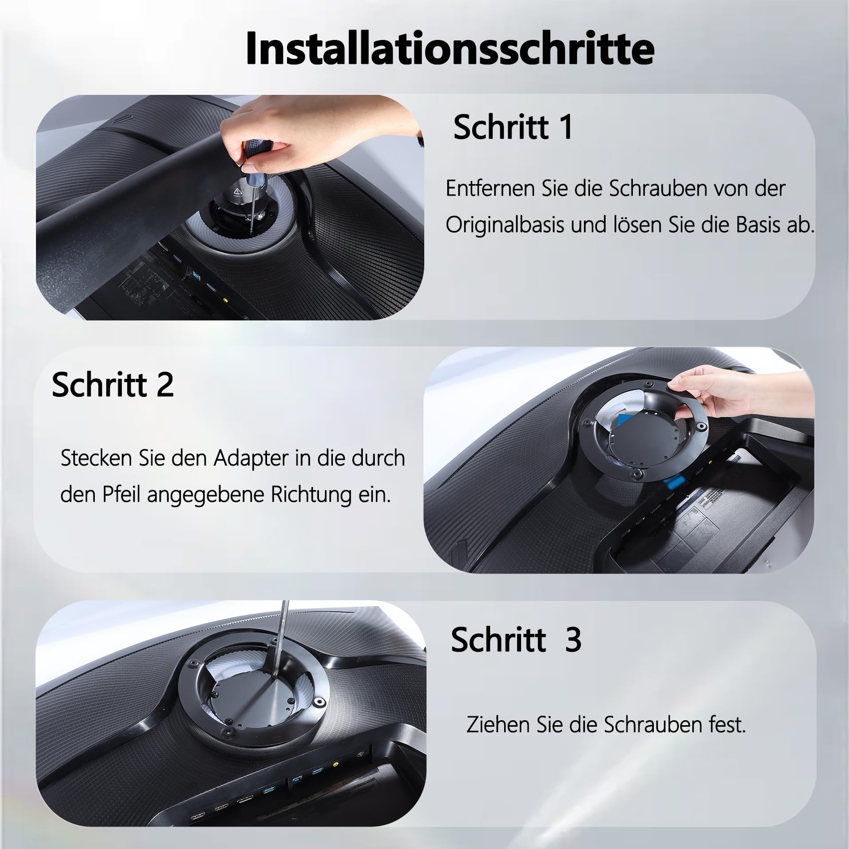Odyssey G7 VESA Adapter kompatibel mit Samsung Odyssey G6, G7 Monitoren (passend für G65B G70A G70B G75NB G75T G77T CJ890 CRG9 CHG90 S95UA)–100x100 mm Wandhalterung(nicht kompatibel mit 43" Monitoren)
