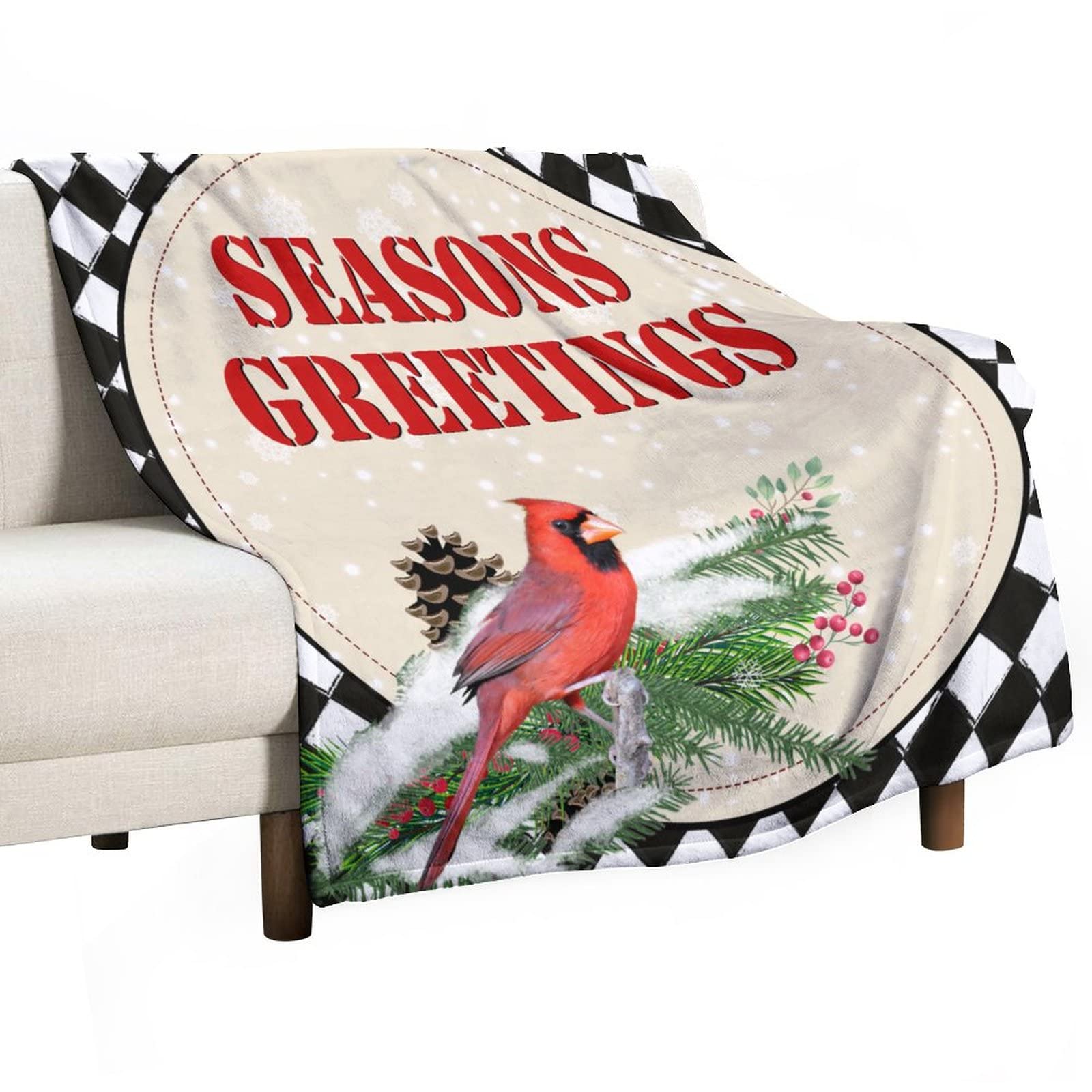 Couverture de Noël rouge en peluche douce jeté de canapé d'hiver 130x150 cm