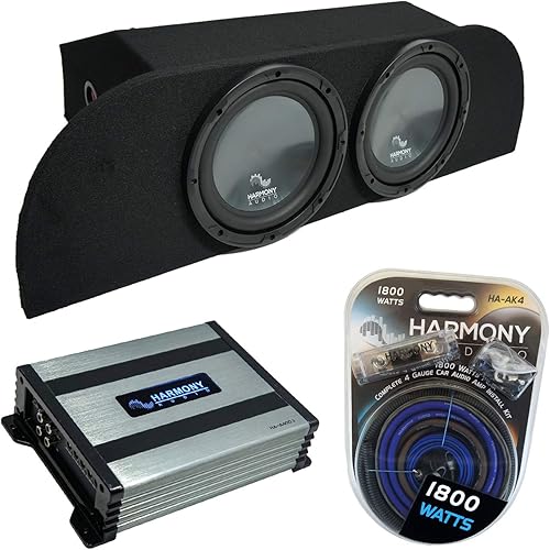 Harmony Audio (2) HA-R104 Compatible con Nissan 350Z 2003-2008 Coupe Under Strut Rhythm Series 10" - Paquete Sub, HA-A400.1 Mono 800W Sub Amp y