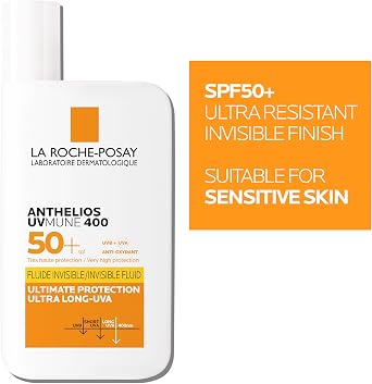 La Roche Posay Anthelios UVMune 400 Sun Protection With Mexoryl 400 Bundle For Sensitive Skin, SPF50+ Invisible Fluid 50ml and SPF50+ Tinted Fluid 50ml