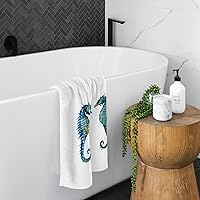 Vista 7 de ALAZA Juego de 2 toallas de mano con caballito de mar oceánico para baño, toalla decorativa de algodón suave y absorbente, 15.5 x 29.5 pulgadas