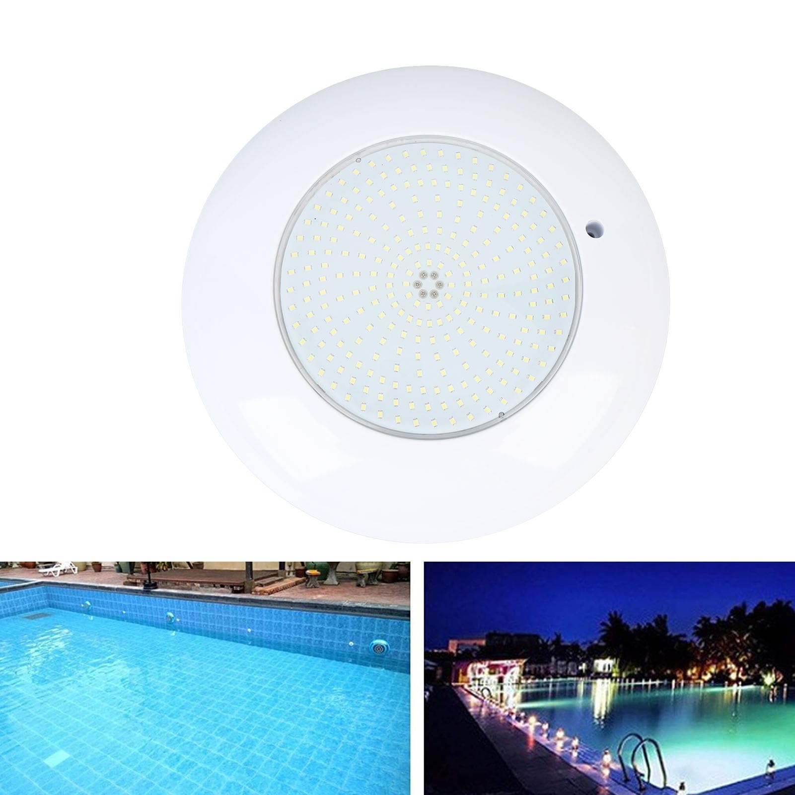 banapoy Oświetlenie Basenowe LED, 12V 18W IP68 Wodoodporna Podwodna Basenów Naziemnych Podwodna Wanna Spa Hydromasażem, 1800Lm Montowana ścianie Basenowa, Dekoracja Zewnętrzna (białe światło)
