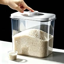 Rice Dispenser - 22-25 Lbs/12KG/12L Rice Container Storage with Measuring Cup Food Cereal Container Bins Pet Food Container Household for Kitchen Pantry Organization
