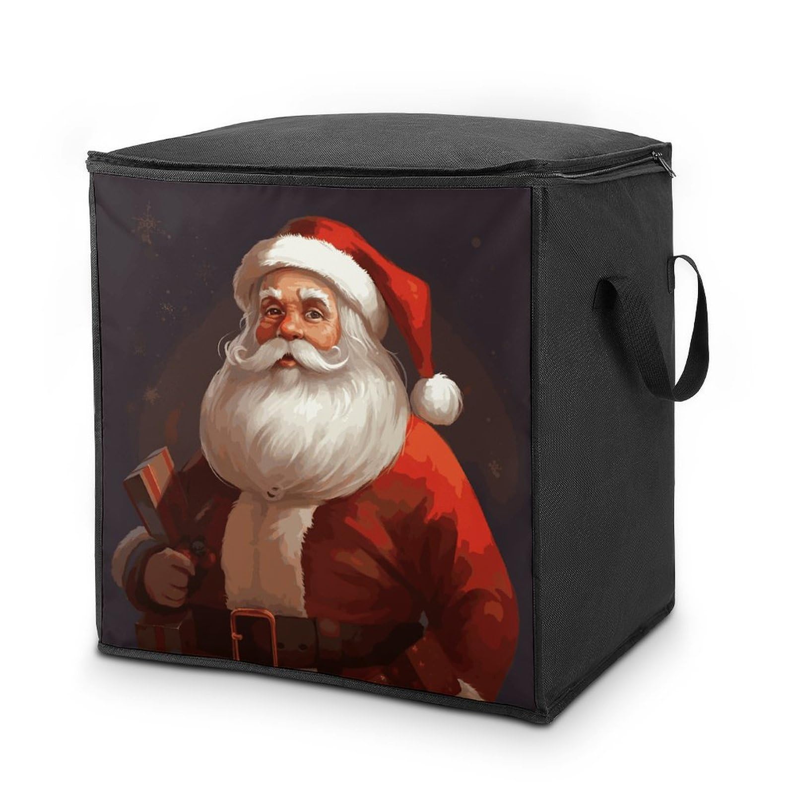 Santa Claus Storage Bag with Zippers And Handle Extra Large Bedding Comforter Storage Bag Foldable Blanket Storage Bags Fabric Moving Bags for Closet Organizer (70L)