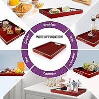 Vista 41 de Gifturbo Bandeja negra para servir, bandejas decorativas de mármol con asas, bandeja de mesa auxiliar, bandejas de plástico rectangulares otomanas