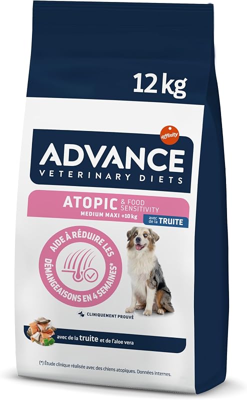 Advance Veterinary Diets Atopic Medium & Maxi Dry Dog Food with Atopic Dermatitis with Trout – 12 kg
