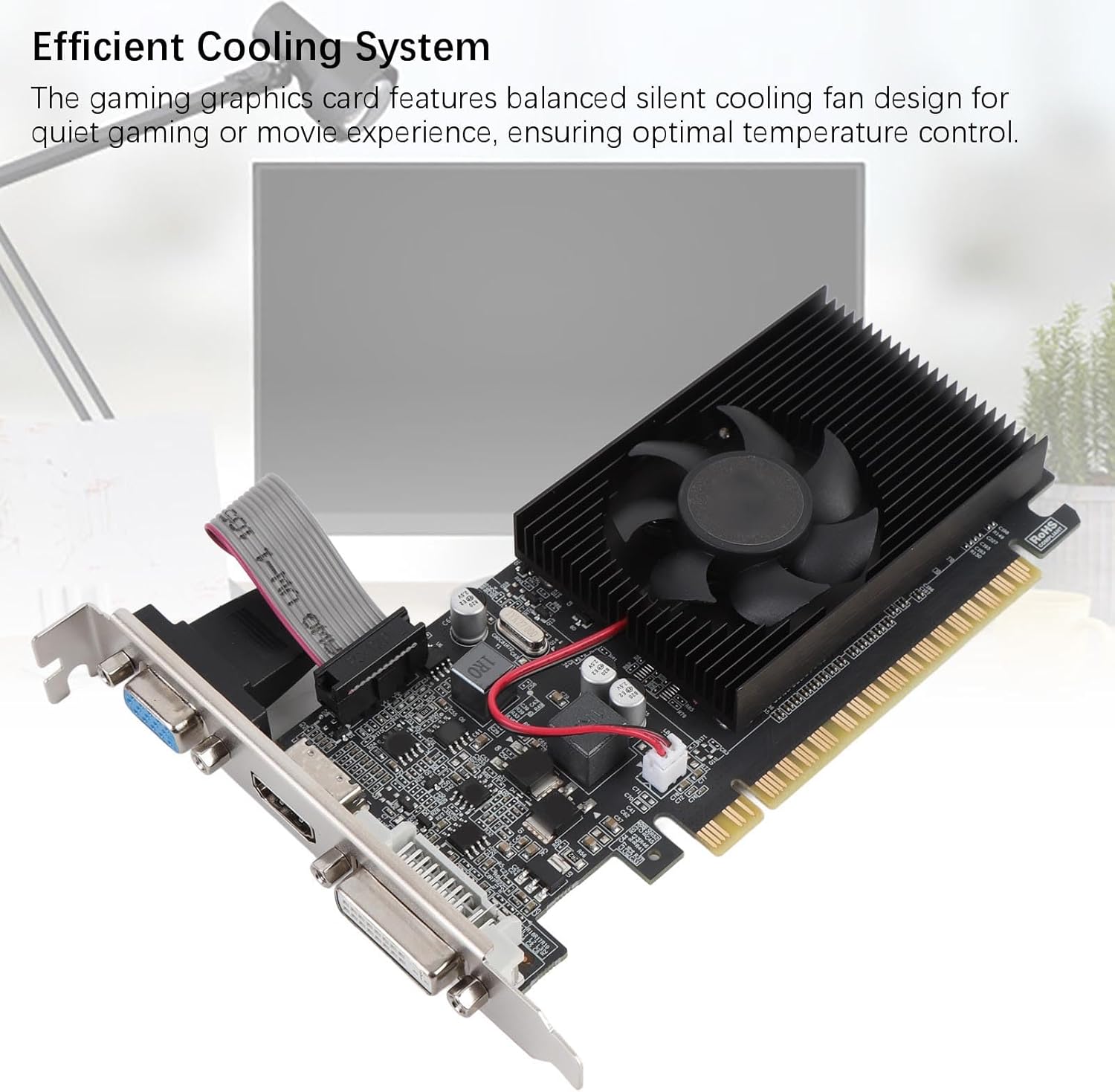 Tangxi GT610 Graphics Card, 2G DDR3 Low Profile PC Video Card with Cooling Fan, DVI VGA HDMI Interface, PCI Express X16 2.0 64bit for Computer Desktop