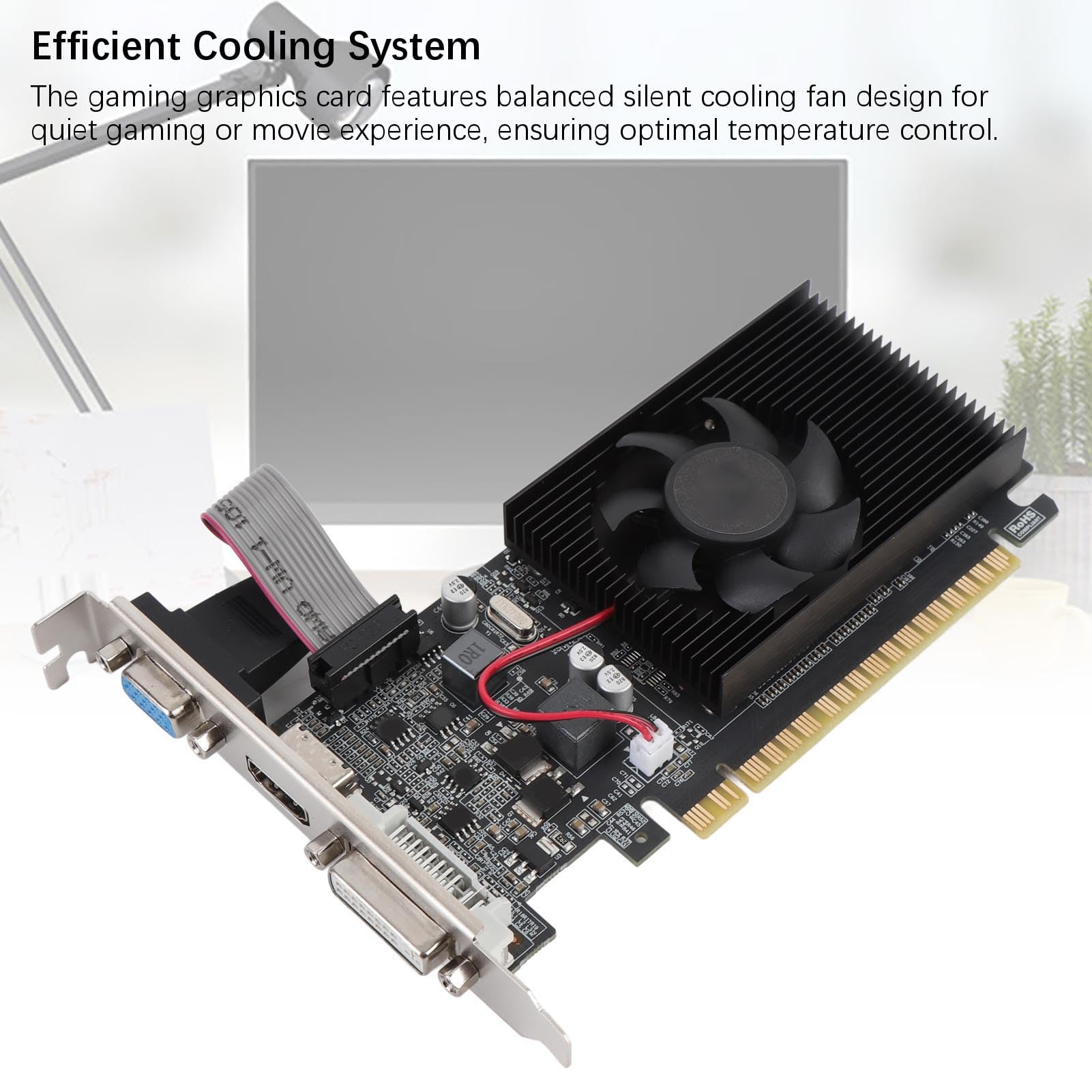 Generic Karta Graficzna do Gier Wydajna pamięć Wideo 2 GB DDR3 Interfejs Multimedialny HD Port VGA DVI dla Entuzjastów Komputerów Stacjonarnych Metalowy materiał PCB