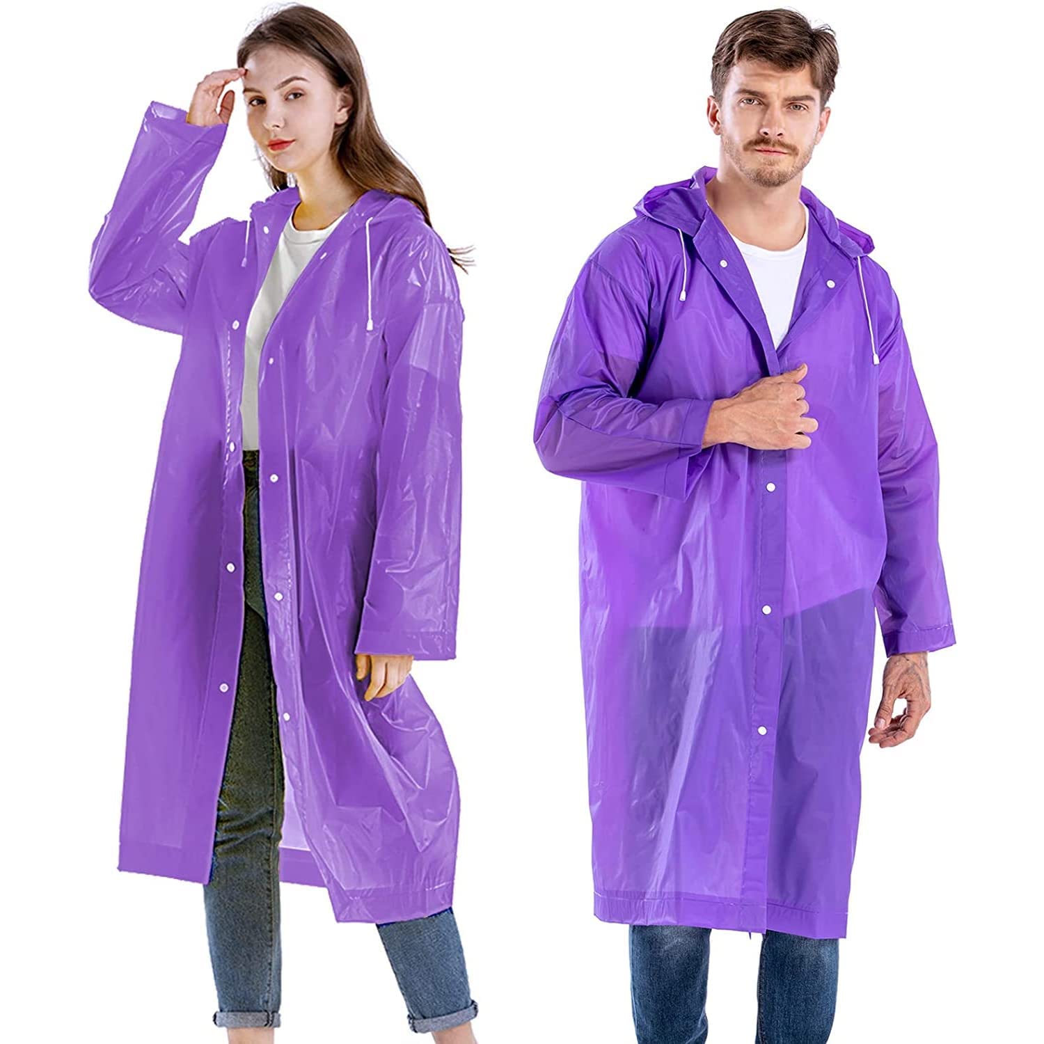 Rocma -Waterproof Rain Coat Hooded Outdoor Water Resistant Rainwear Suit for Men & Women with Adjustable Hood Drawstring Hem Set of Camping Rainy Season Travel - multicolor-image-30