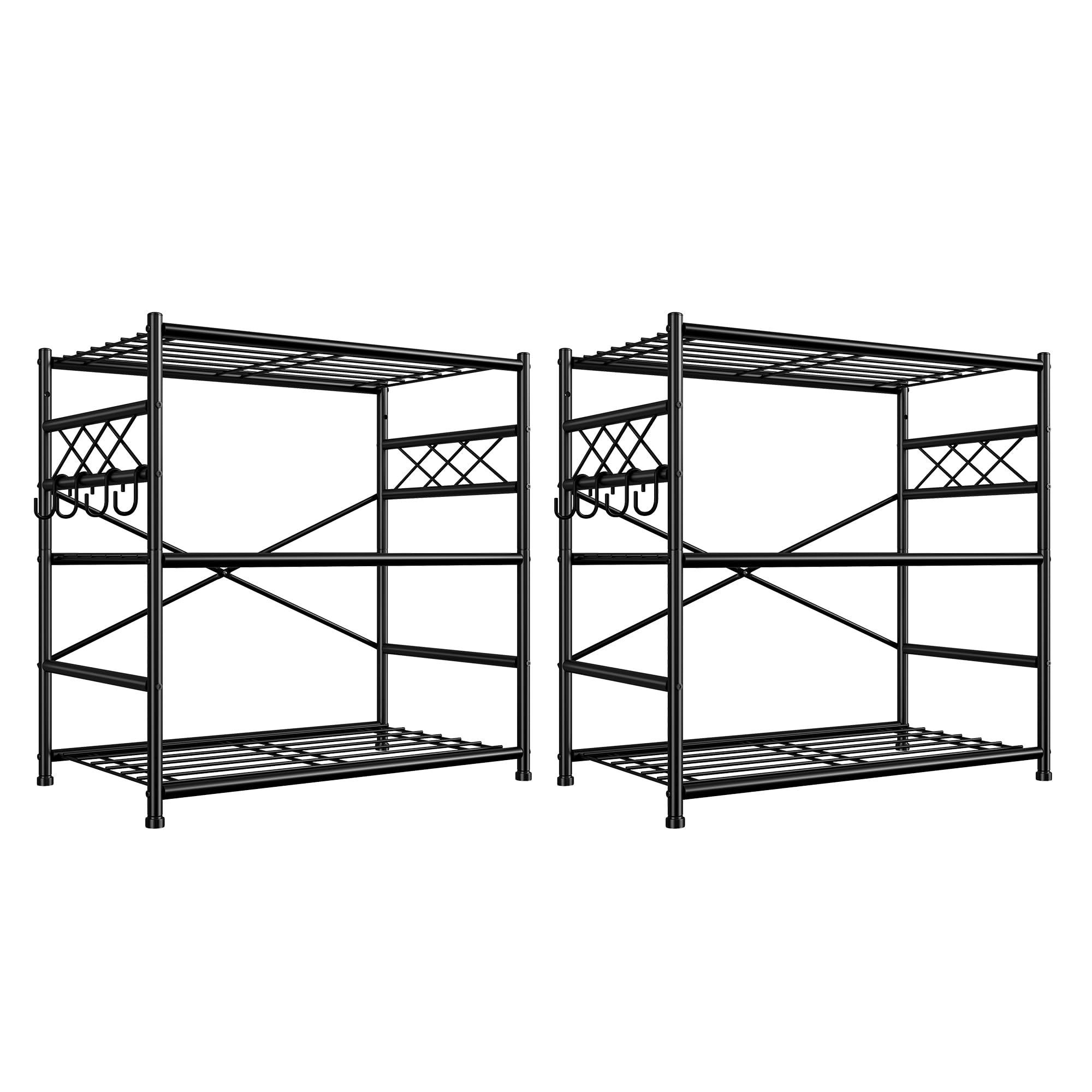 Durayloly 3Tier Storage Shelves Metal Shelving Unit Organizer,Adjustable Wire Shelving Rack Pantry Kitchen with Hooks,Shelves for Laundry,Office and Bathroom closet shelves 23.6" W x 13.8" D x 30.9" H